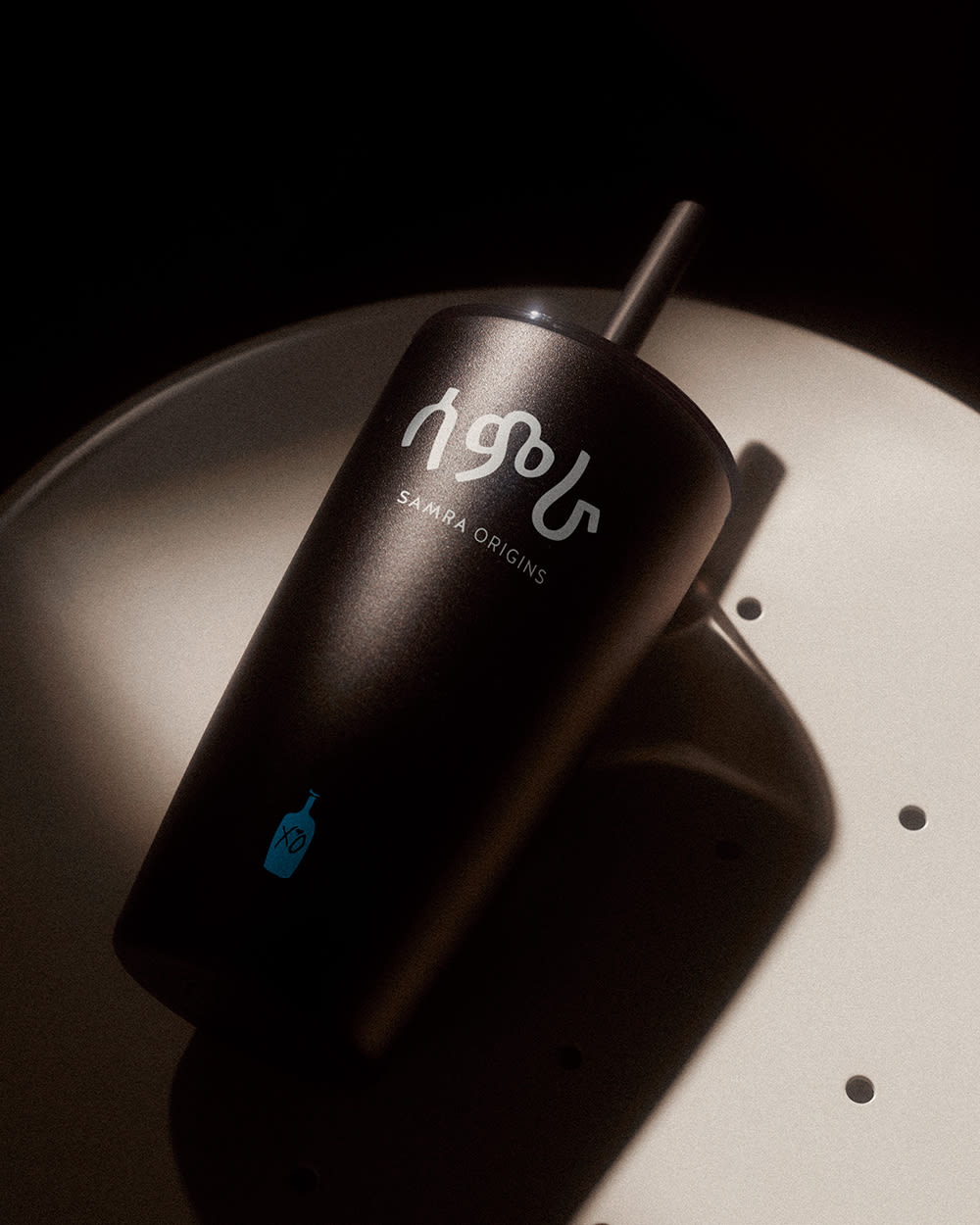 Samra Origins MiiR Tumbler with Straw, 16 oz Blue Bottle Coffee